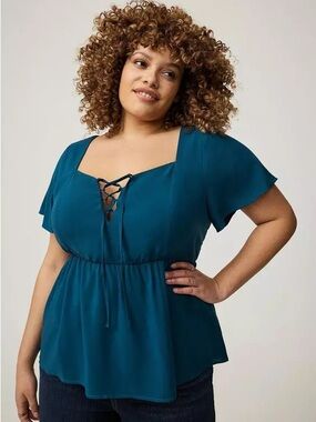 Babydoll Lace-Up Top